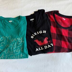 Old Navy Holiday Pajama Set - Green, Black, Red Thermal tops and Flannel Pants
